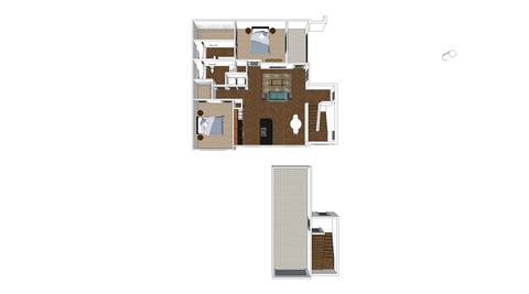 Floor plan for 2 beds, 2 baths, 1617 sqft